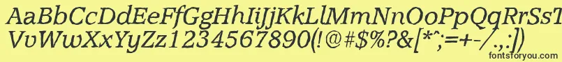 Fonte AccoladeantiqueItalic – fontes pretas em um fundo amarelo