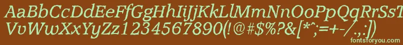 AccoladeantiqueItalic Font – Green Fonts on Brown Background