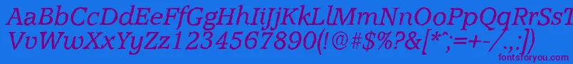 AccoladeantiqueItalic Font – Purple Fonts on Blue Background