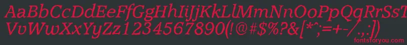 AccoladeantiqueItalic-fontti – punaiset fontit mustalla taustalla