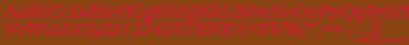 AccoladeantiqueItalic-Schriftart – Rote Schriften auf braunem Hintergrund