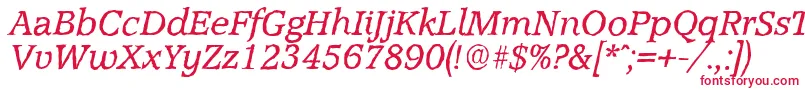 AccoladeantiqueItalic-Schriftart – Rote Schriften auf weißem Hintergrund