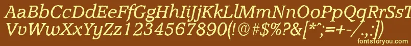 Fonte AccoladeantiqueItalic – fontes amarelas em um fundo marrom