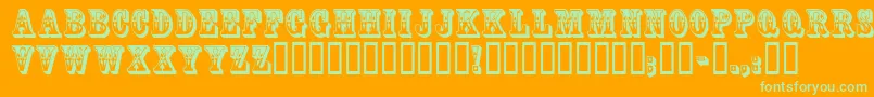 CoffeetinInitials-Schriftart – Grüne Schriften auf orangefarbenem Hintergrund