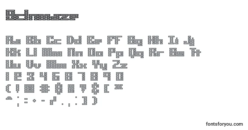 A fonte Sclnmaze – alfabeto, números, caracteres especiais