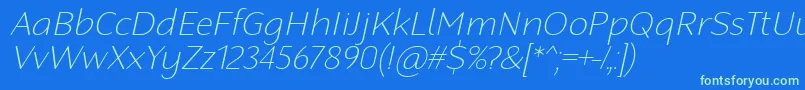 RobagaRoundedThinItalic Font – Green Fonts on Blue Background