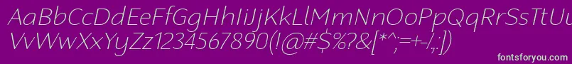 RobagaRoundedThinItalic Font – Green Fonts on Purple Background