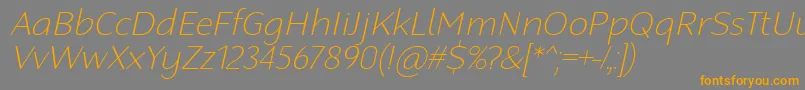 RobagaRoundedThinItalic-fontti – oranssit fontit harmaalla taustalla