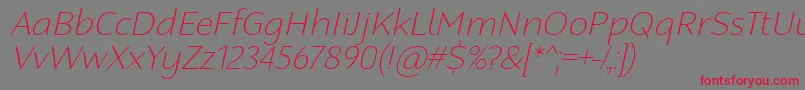 RobagaRoundedThinItalic Font – Red Fonts on Gray Background