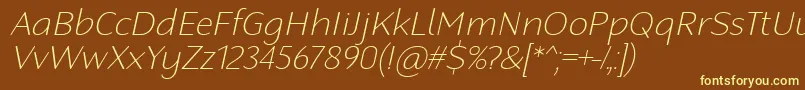 RobagaRoundedThinItalic Font – Yellow Fonts on Brown Background