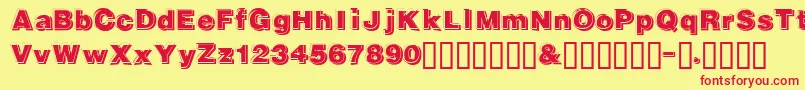 Gautsmotelupperleft Font – Red Fonts on Yellow Background