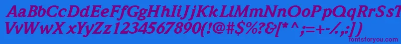 QuintessenceblacksskItalic Font – Purple Fonts on Blue Background