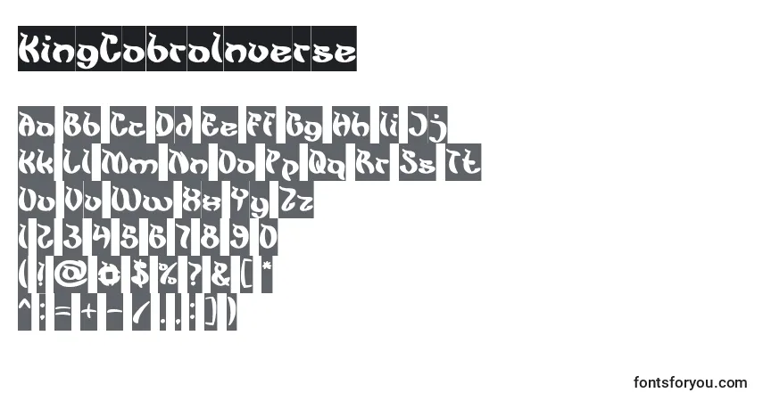 Шрифт KingCobraInverse – алфавит, цифры, специальные символы