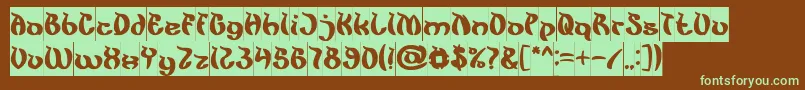 KingCobraInverse-Schriftart – Grüne Schriften auf braunem Hintergrund