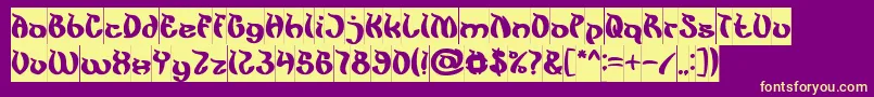 KingCobraInverse-fontti – keltaiset fontit violetilla taustalla