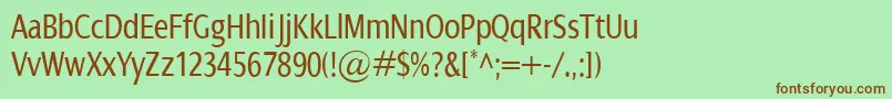 Шрифт DialogCond – коричневые шрифты на зелёном фоне