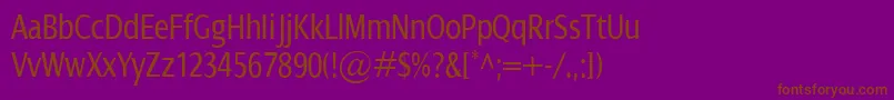 DialogCond-fontti – ruskeat fontit violetilla taustalla