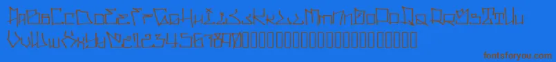 フォントWllWritrScrpt – 茶色の文字が青い背景にあります。