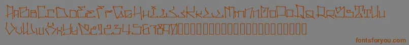 フォントWllWritrScrpt – 茶色の文字が灰色の背景にあります。