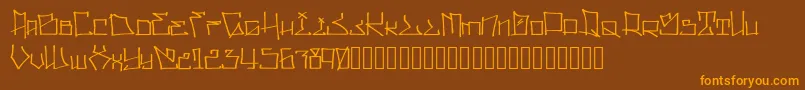 WllWritrScrpt-Schriftart – Orangefarbene Schriften auf braunem Hintergrund