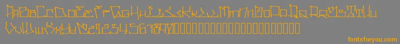 フォントWllWritrScrpt – オレンジの文字は灰色の背景にあります。