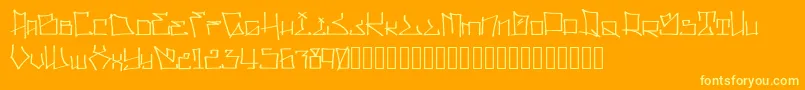 WllWritrScrpt-Schriftart – Gelbe Schriften auf orangefarbenem Hintergrund