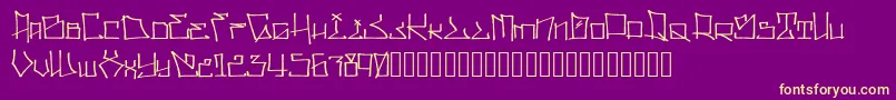 フォントWllWritrScrpt – 紫の背景に黄色のフォント
