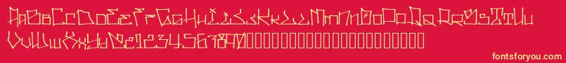 WllWritrScrpt-fontti – keltaiset fontit punaisella taustalla