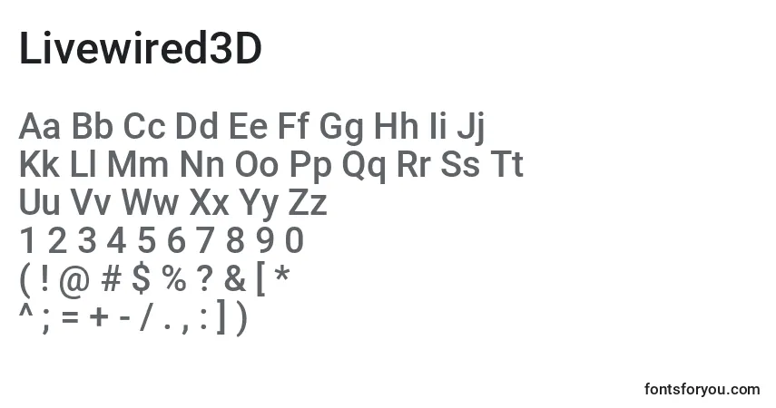 Livewired3D-fontti – aakkoset, numerot, erikoismerkit