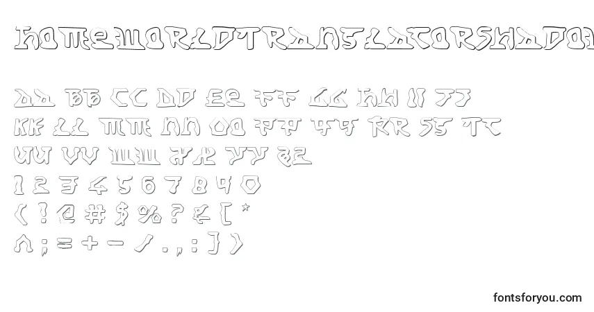 Czcionka HomeworldTranslatorShadow – alfabet, cyfry, specjalne znaki