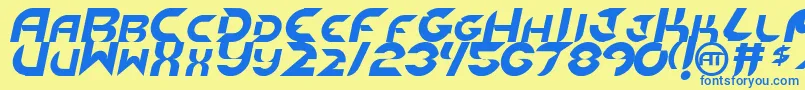 フォントNewdigitalItalic – 青い文字が黄色の背景にあります。