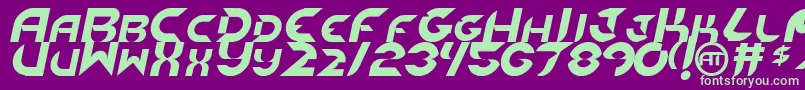 NewdigitalItalic-fontti – vihreät fontit violetilla taustalla