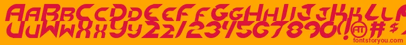 フォントNewdigitalItalic – オレンジの背景に赤い文字