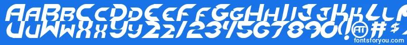 フォントNewdigitalItalic – 青い背景に白い文字