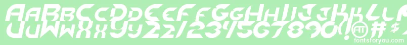 Fonte NewdigitalItalic – fontes brancas em um fundo verde