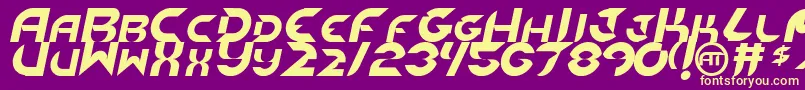 NewdigitalItalic-fontti – keltaiset fontit violetilla taustalla