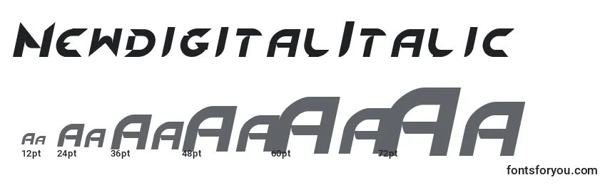 Размеры шрифта NewdigitalItalic