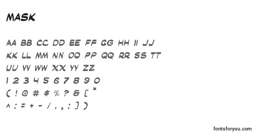 Schriftart Mask – Alphabet, Zahlen, spezielle Symbole
