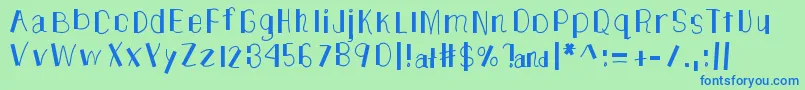 TheUnknownSide-Schriftart – Blaue Schriften auf grünem Hintergrund