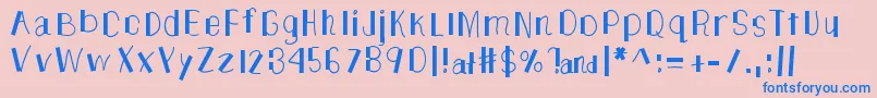 TheUnknownSide-Schriftart – Blaue Schriften auf rosa Hintergrund