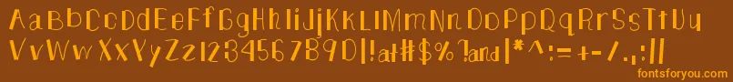 TheUnknownSide-Schriftart – Orangefarbene Schriften auf braunem Hintergrund