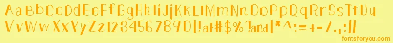 TheUnknownSide-Schriftart – Orangefarbene Schriften auf gelbem Hintergrund