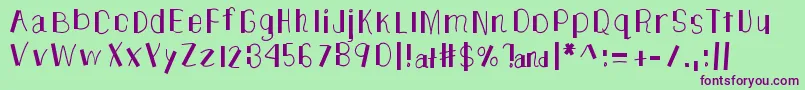 フォントTheUnknownSide – 緑の背景に紫のフォント