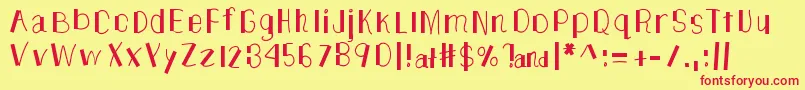 フォントTheUnknownSide – 赤い文字の黄色い背景