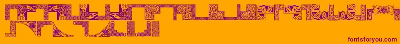 Celticfr-Schriftart – Violette Schriften auf orangefarbenem Hintergrund