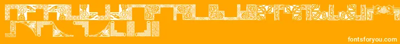 Celticfr-Schriftart – Weiße Schriften auf orangefarbenem Hintergrund