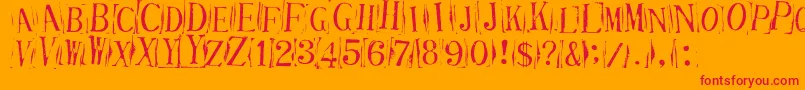 Ticketcapitals-Schriftart – Rote Schriften auf orangefarbenem Hintergrund