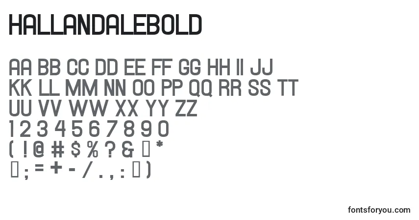 Schriftart Hallandalebold – Alphabet, Zahlen, spezielle Symbole