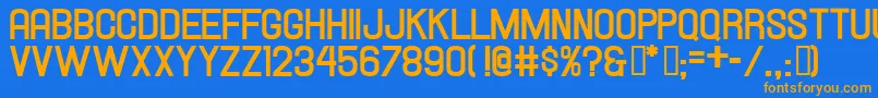 Hallandalebold-Schriftart – Orangefarbene Schriften auf blauem Hintergrund
