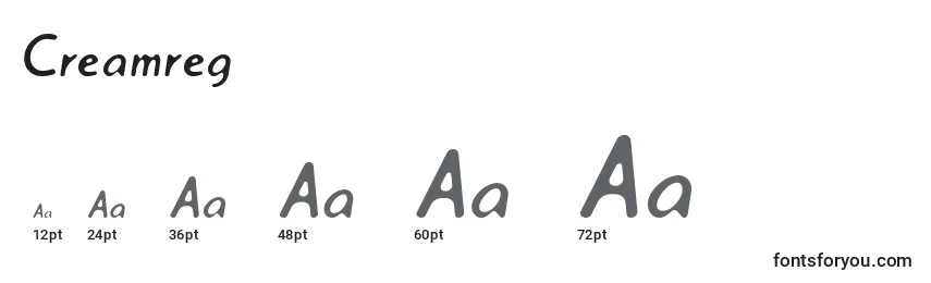 Creamreg Font Sizes